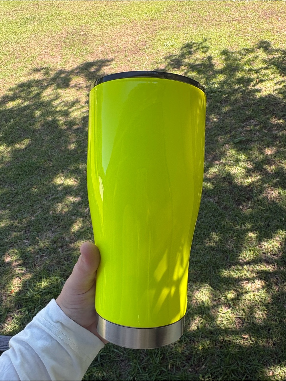 High-Gloss Neon Yellow Travel Tumbler